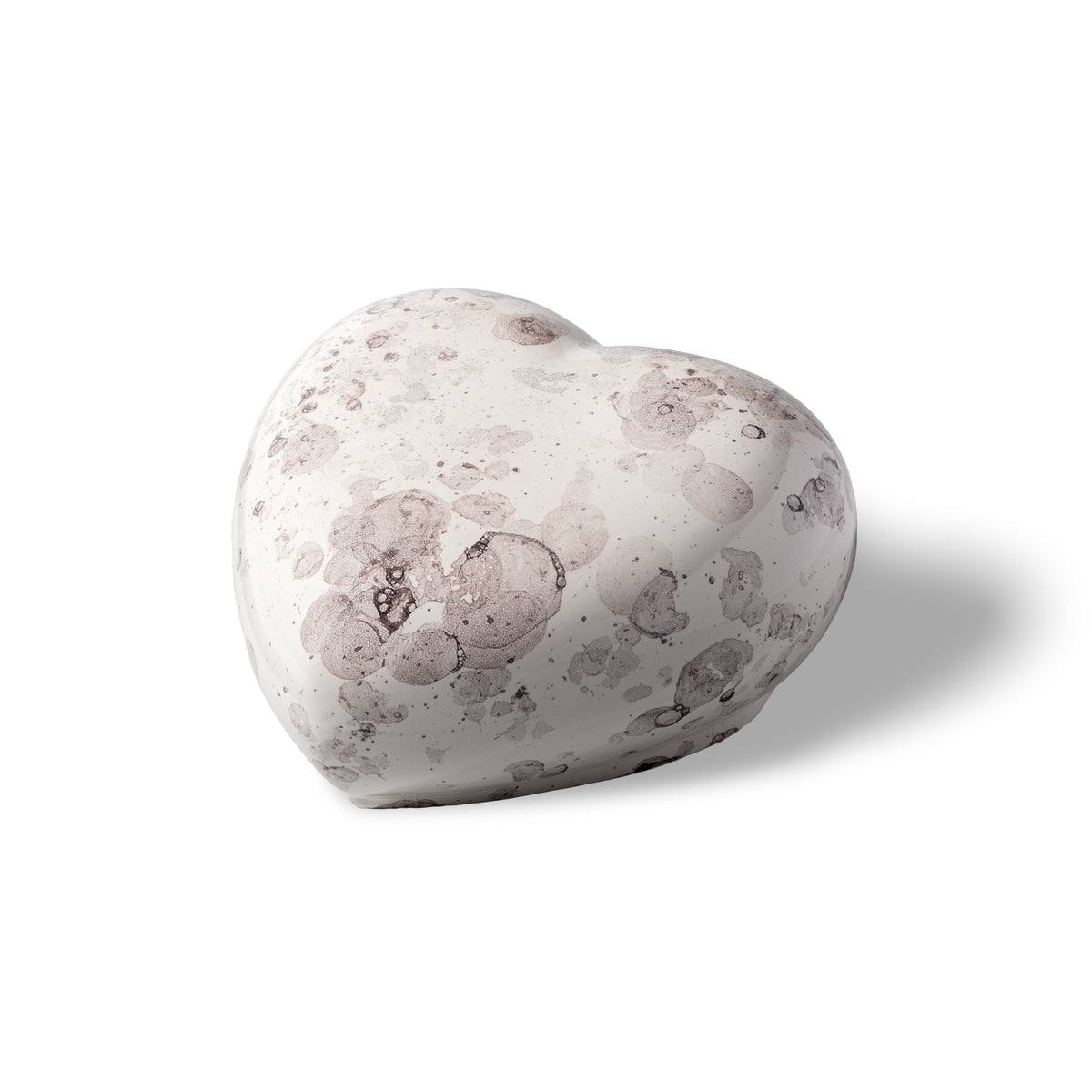 Large Heart Urn for pet ashes - white marble handmade ceramic