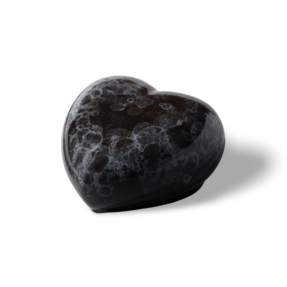 Large Heart Urn for pet ashes - black marble handmade ceramic
